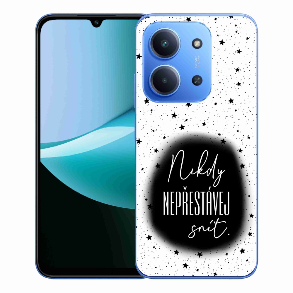Gelový kryt mmCase na Xiaomi Redmi 15C 4G/5G (173mm) - citát 1 černobílé pozadí