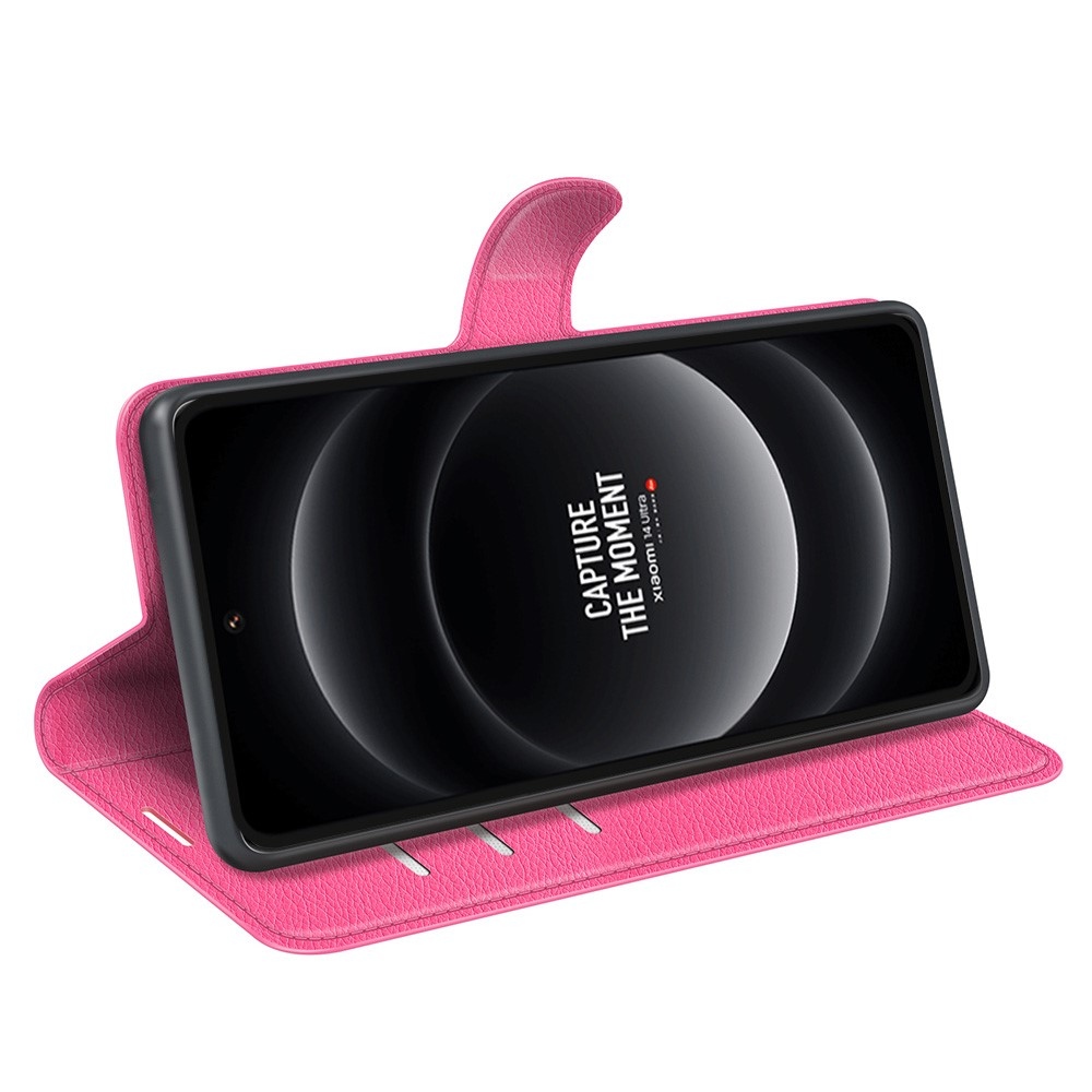 Litchi knížkové pouzdro na Xiaomi 14 Ultra - rose