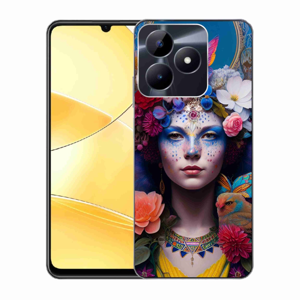 Gelový kryt mmCase na Realme C51/C53 - žena s květinami