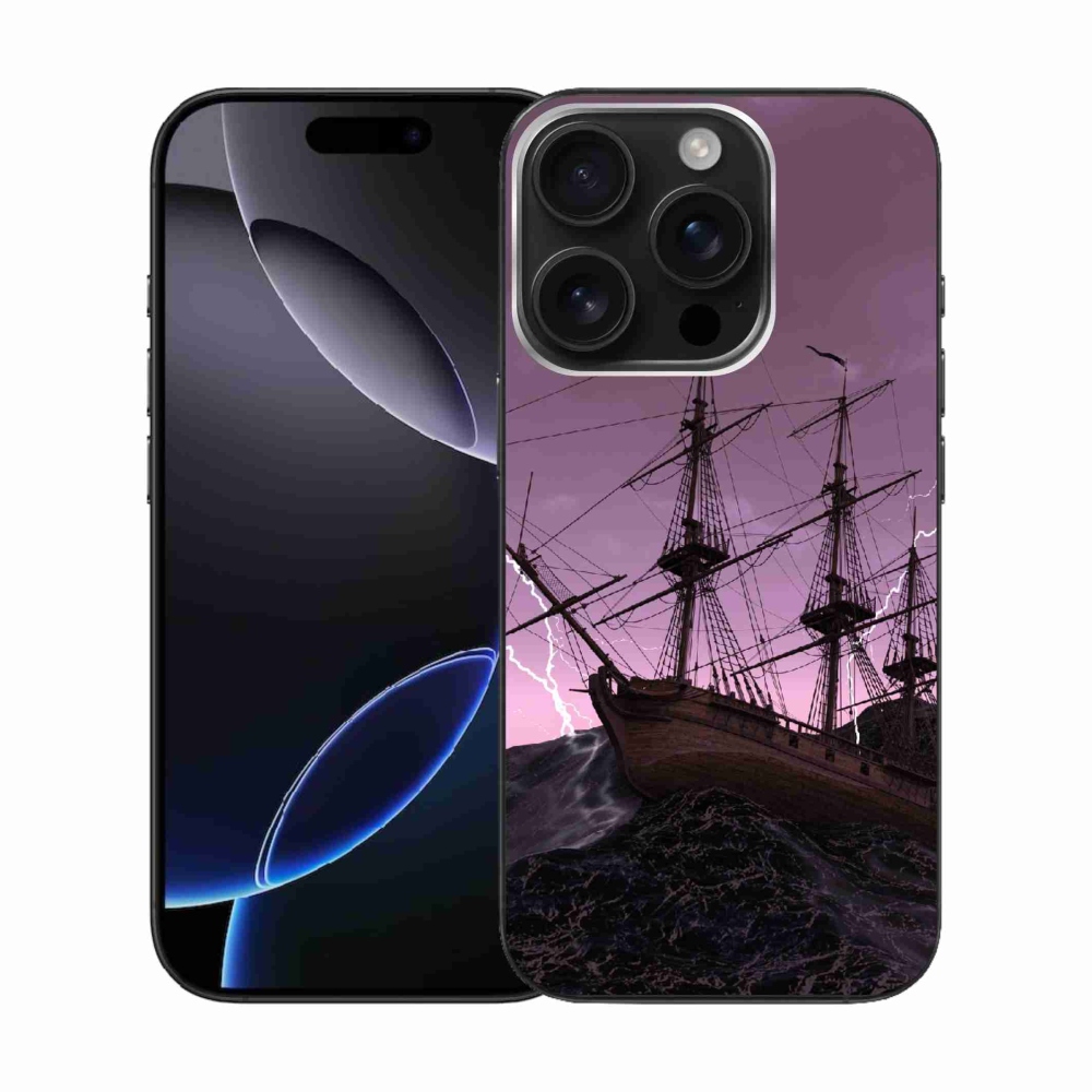 Gelový kryt mmCase na iPhone 16 Pro - loď v bouři