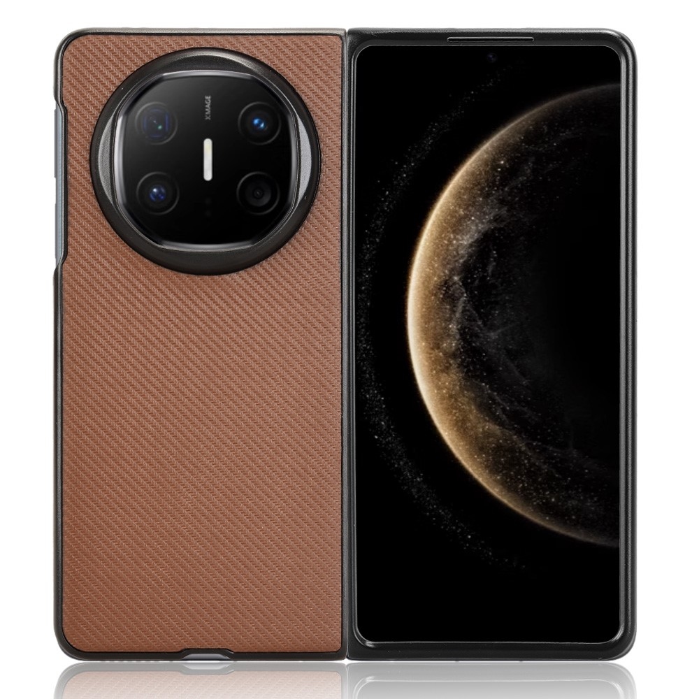 Textury plastový kryt s umělou kůží na Huawei Mate X6 - hnědý