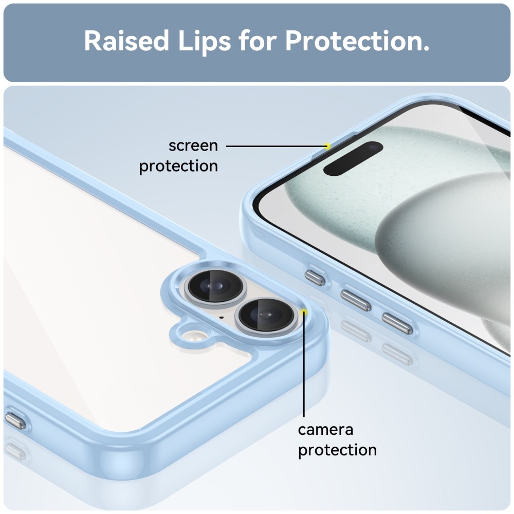 Gelový obal s pevnými zády na iPhone 16 - modrý