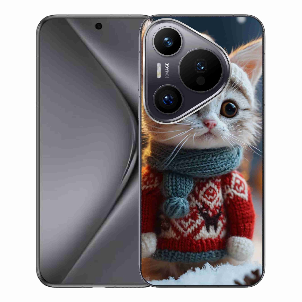 Gelový kryt mmCase na Huawei Pura 70 Pro - kotě ve svetru