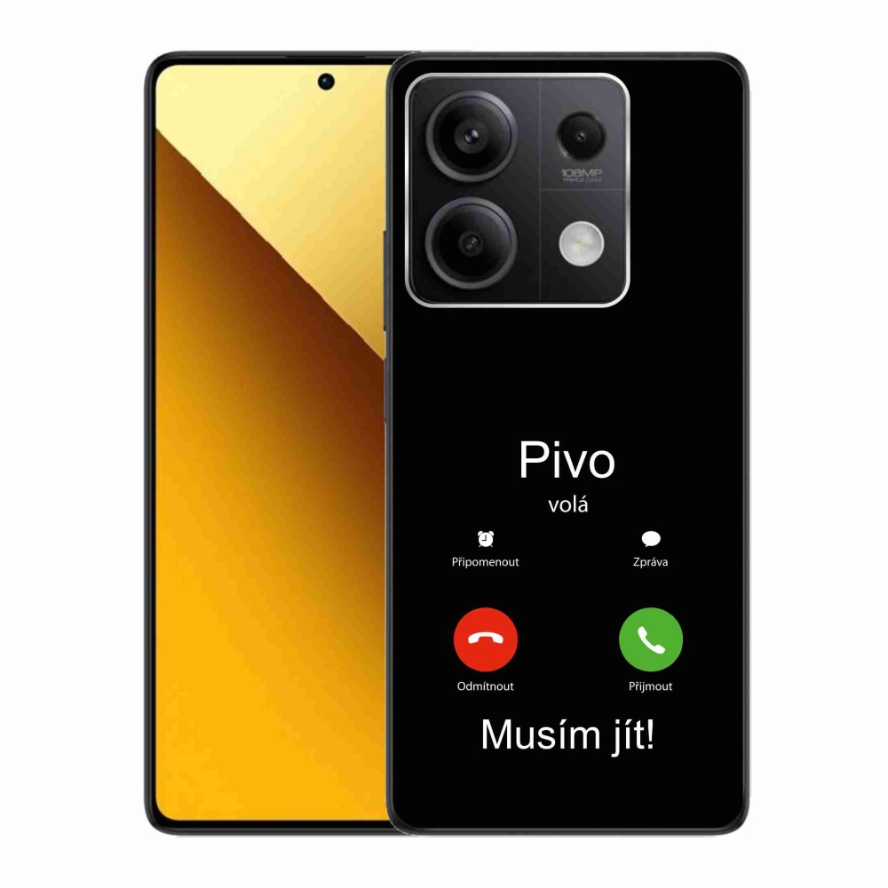 Gelový kryt mmCase na Xiaomi Redmi Note 13 5G - pivo volá černé pozadí