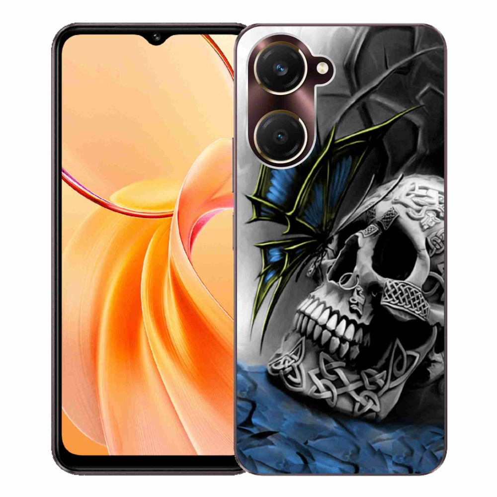 Gelový kryt mmCase na Vivo Y28s 5G - motýl a lebka
