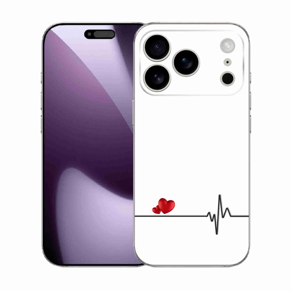 Gelový kryt mmCase na iPhone 17 Pro - srdce a tep bílé pozadí