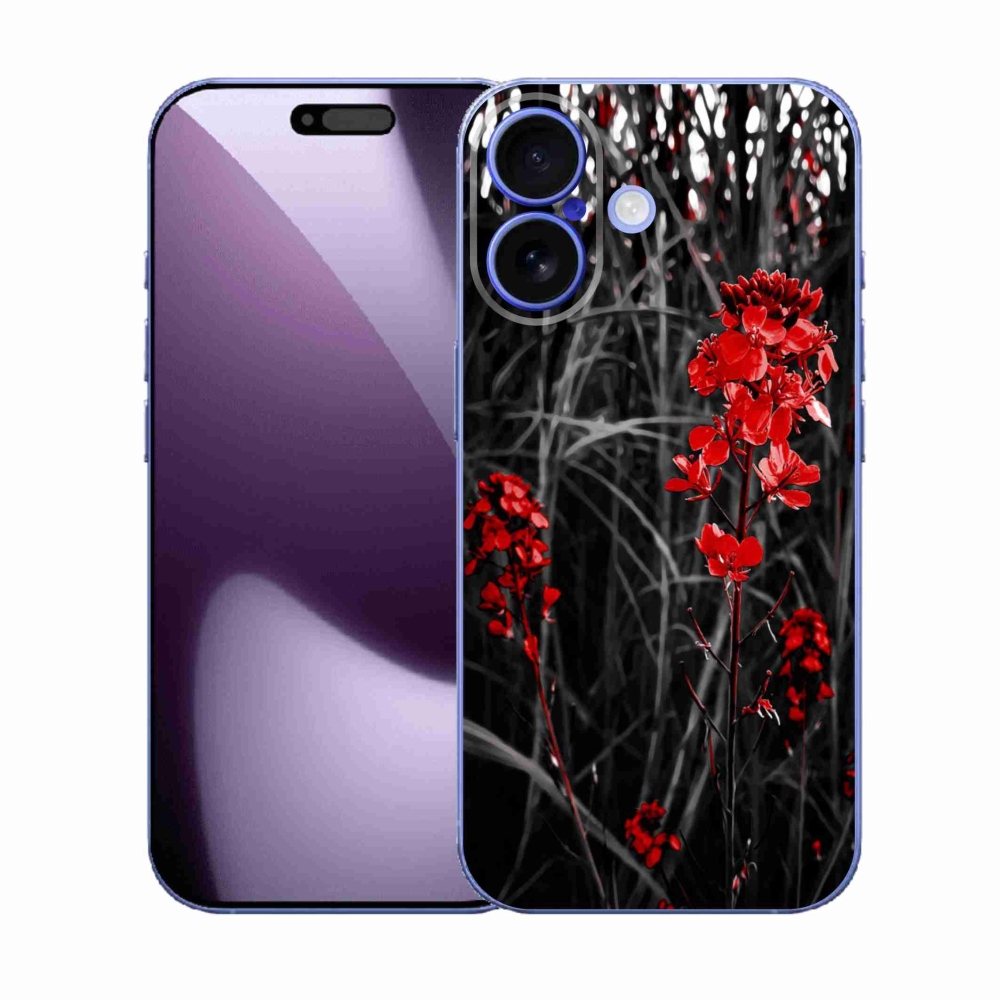 Gelový kryt mmCase na iPhone 17 - červená rostlina