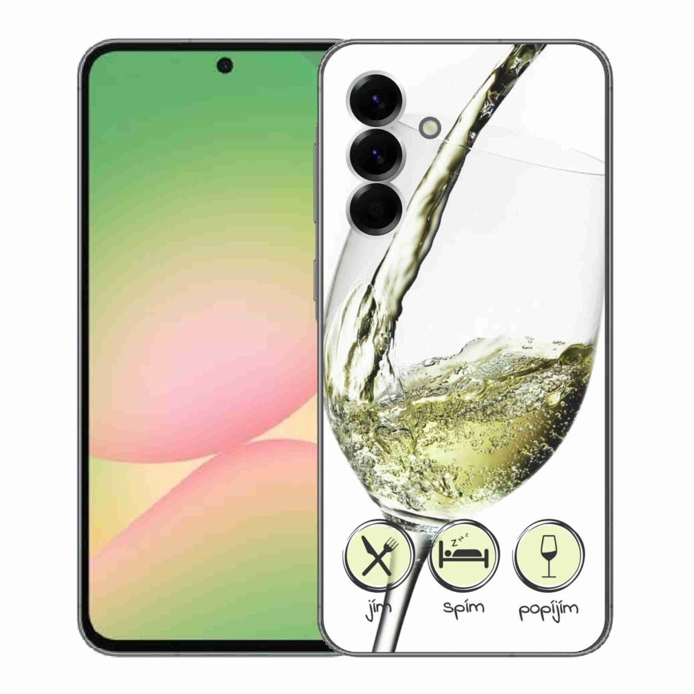 Gelový kryt mmCase na Samsung Galaxy A56 5G - sklenička vína bílé