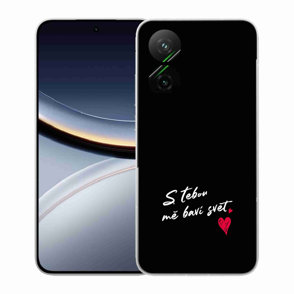 Gelový kryt mmCase na Xiaomi Poco F7 5G - zamilovaný text 1 černé pozadí