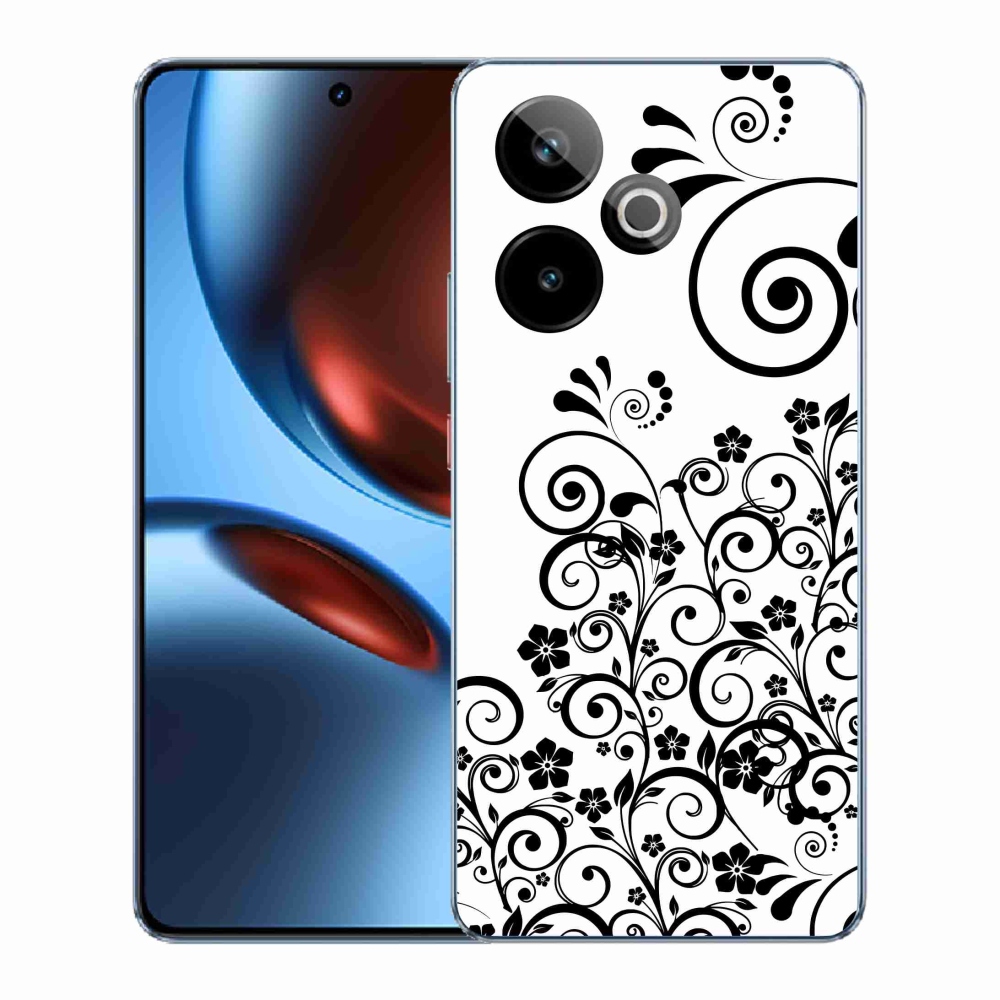 Gelový kryt mmCase na Realme GT 7 5G/GT 7T 5G - černobílé květinové vzory