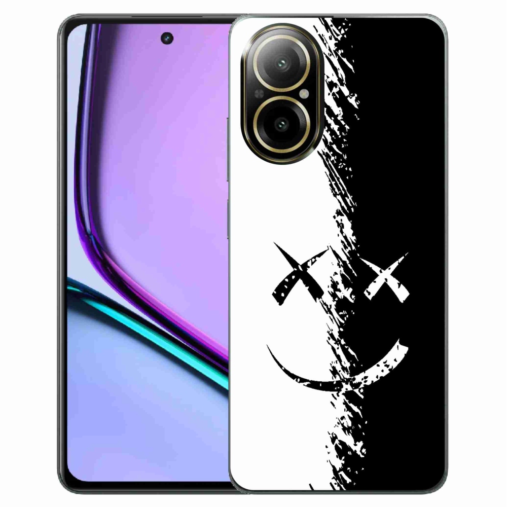 Gelový kryt mmCase na Realme C67 - černobílý smajlík