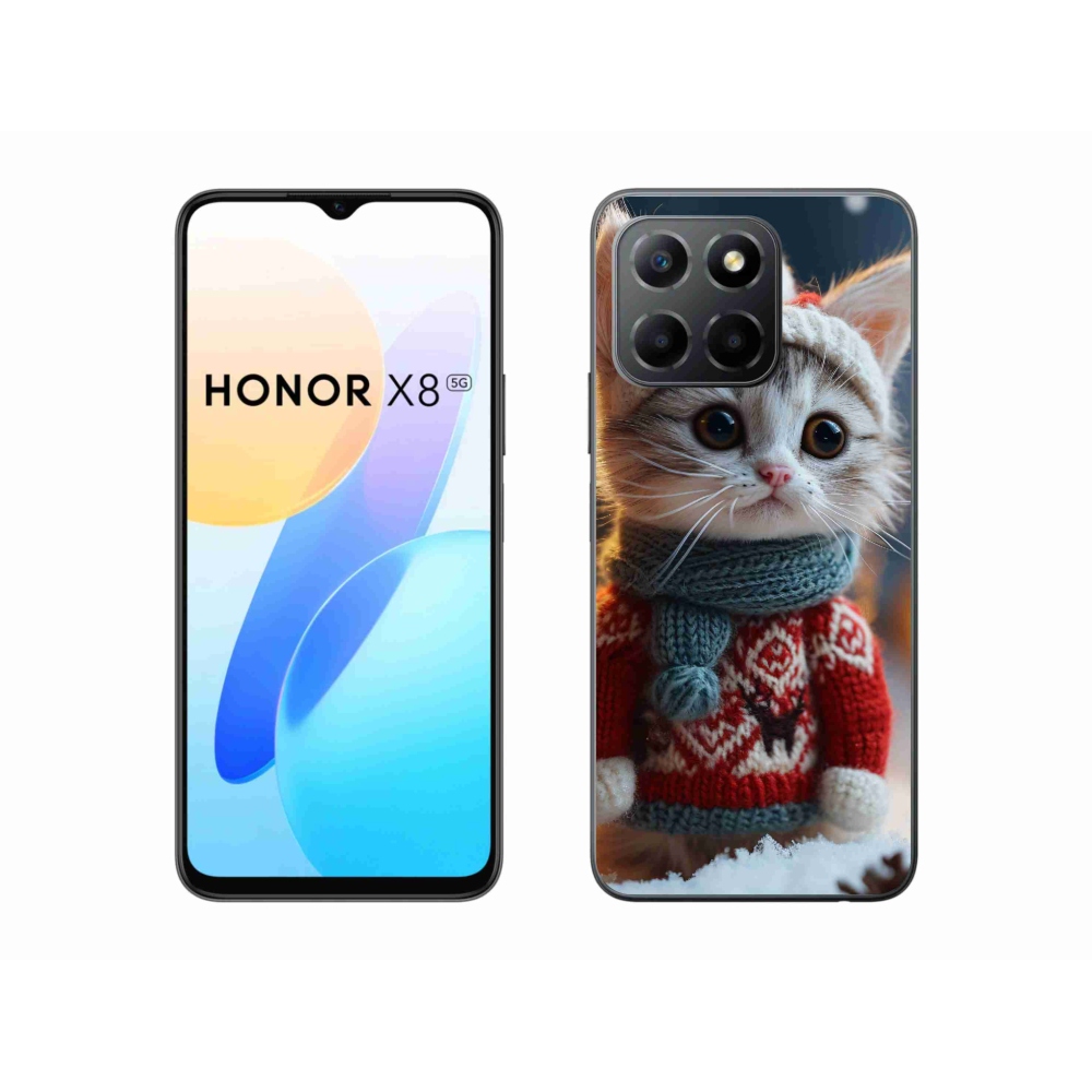 Gelový kryt mmCase na Honor X8 5G - kotě ve svetru