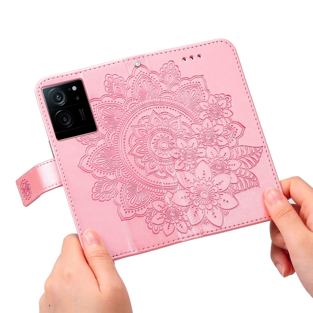 Mandala knížkové pouzdro na Xiaomi 13T/13T Pro - růžové