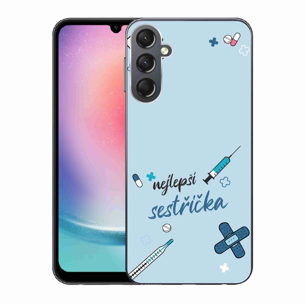 Gelový kryt mmCase na Samsung Galaxy A24 - nejlepší sestřička modré pozadí