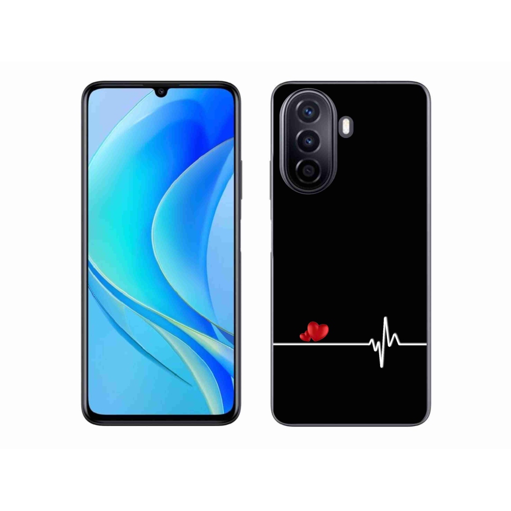 Gelový kryt mmCase na Huawei Nova Y70 - srdce a tep černé pozadí