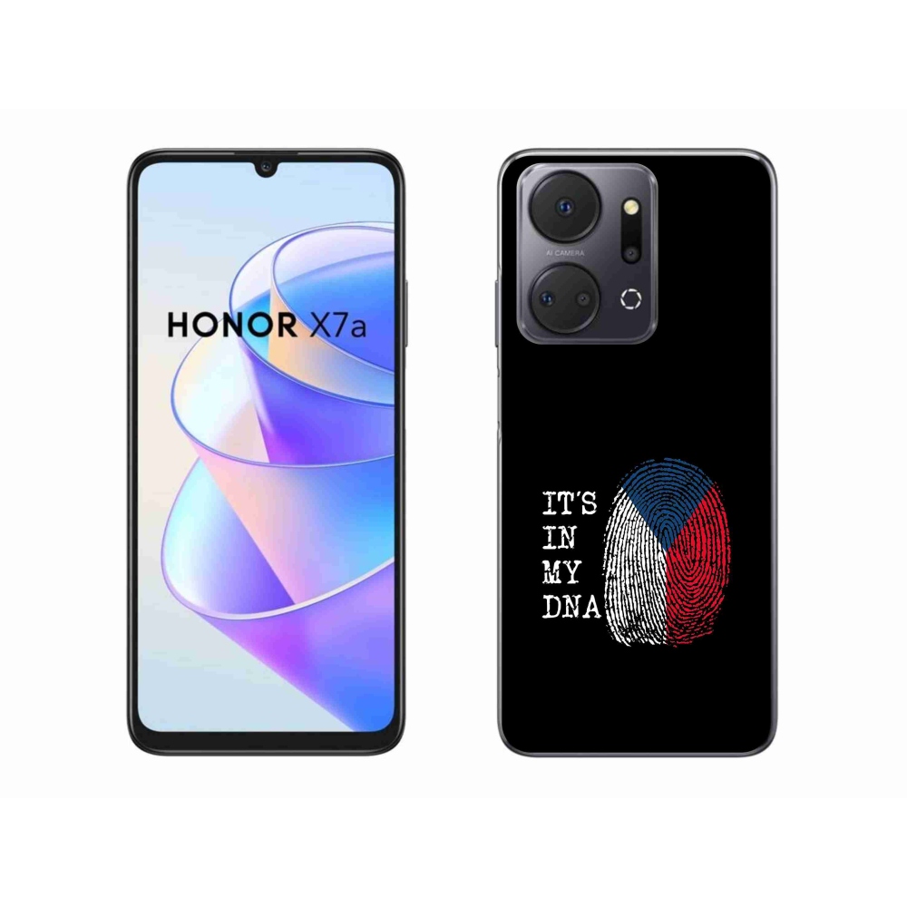 Gelový kryt mmCase na Honor X7a - vlajka otisk prstu černé pozadí