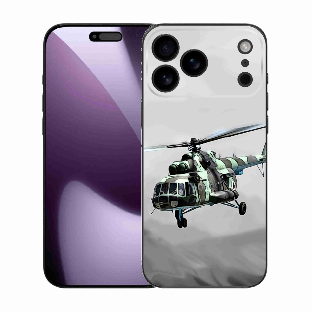 Gelový kryt mmCase na iPhone 17 Pro Max - vojenský vrtulník