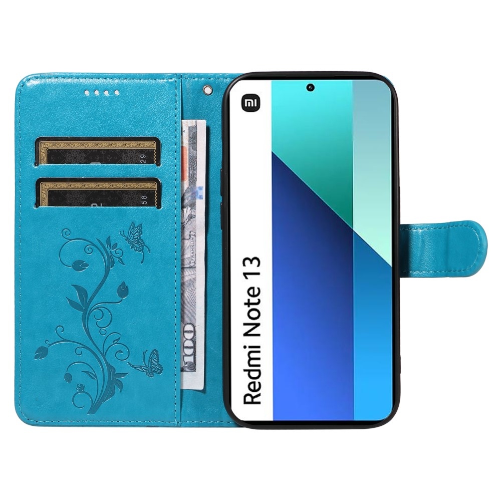 Flower knížkové pouzdro na Xiaomi Redmi Note 13 - modré