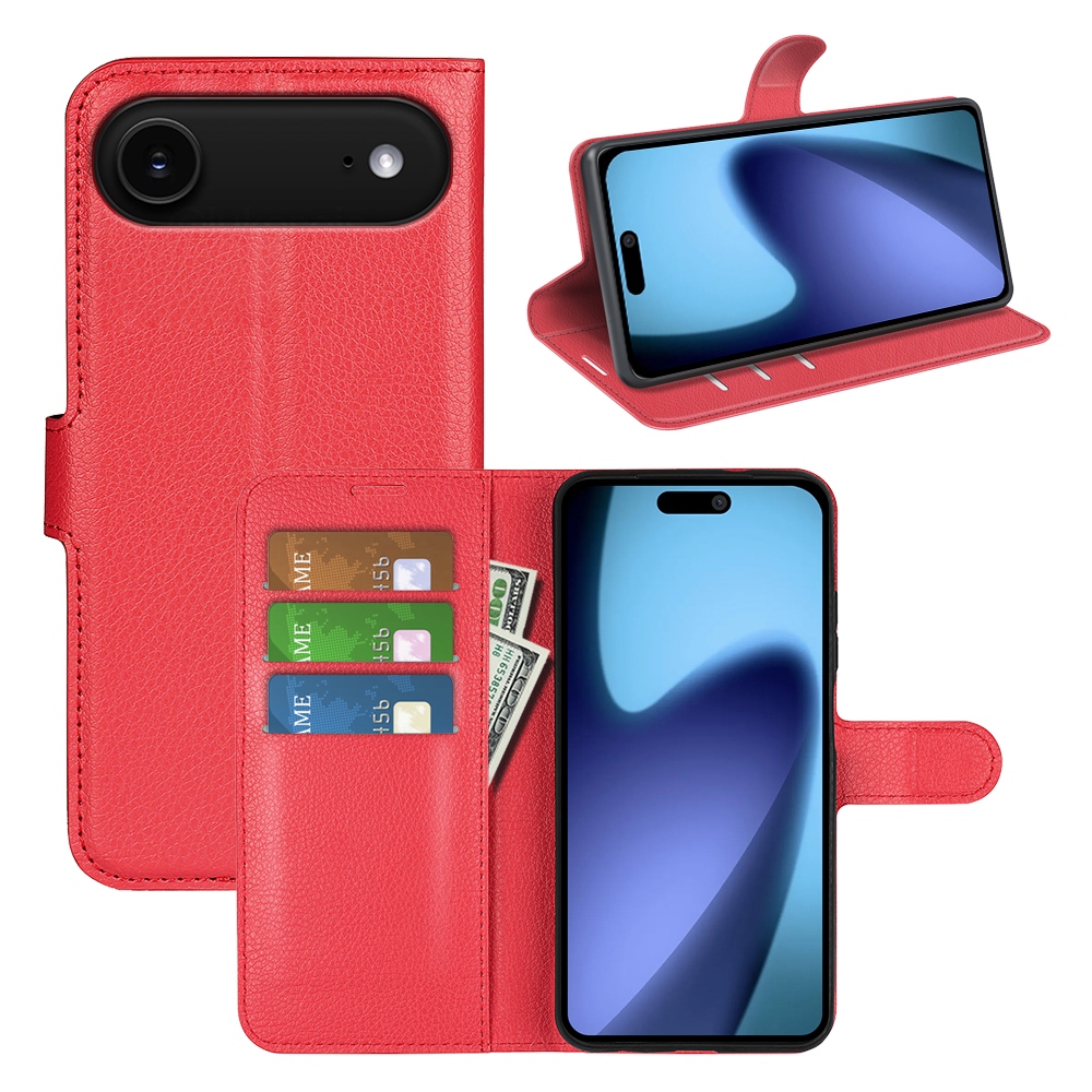 Litchi knížkové pouzdro na iPhone 17 Air - červené