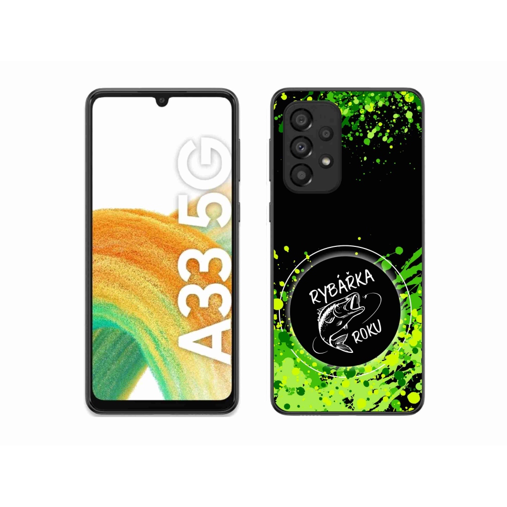 Gelový kryt mmCase na Samsung Galaxy A33 5G - rybářka roku černé pozadí