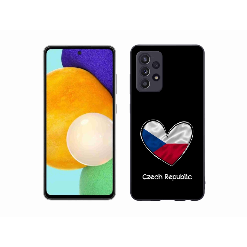 Gelový kryt mmCase na Samsung Galaxy A52s 5G - vlajka srdce černé pozadí