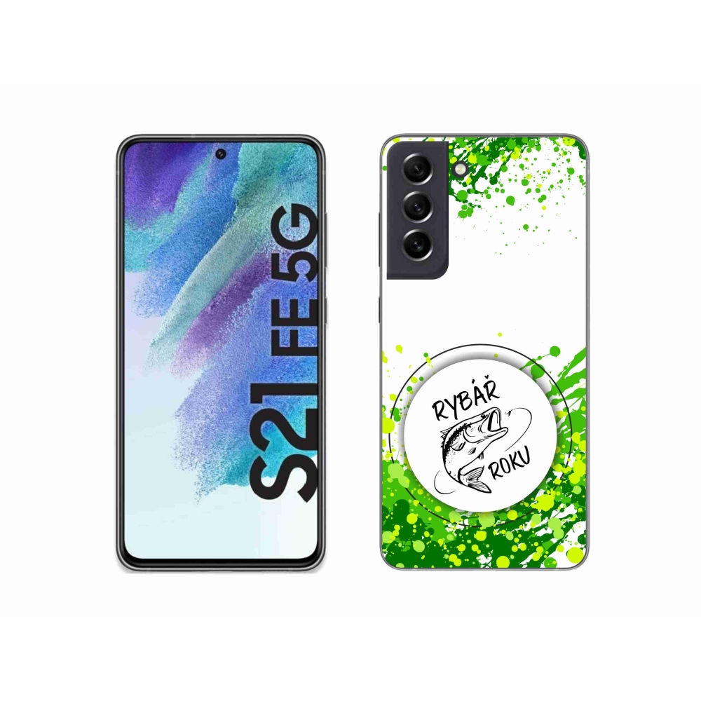 Gelový kryt mmCase na Samsung Galaxy S21 FE 5G - rybář roku bílé pozadí