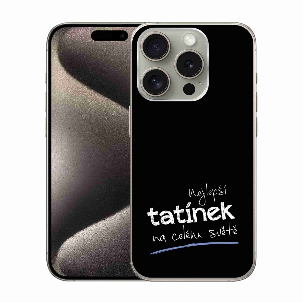 Gelový kryt mmCase na iPhone 15 Pro - nejlepší tatínek 4 černé pozadí