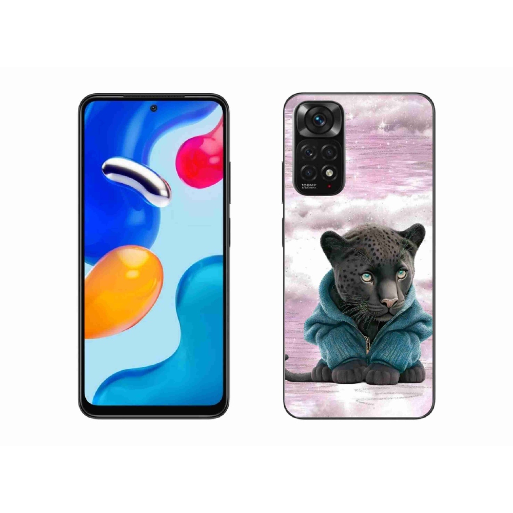 Gelový kryt mmCase na Xiaomi Redmi Note 11S 4G - černý panter ve svetru