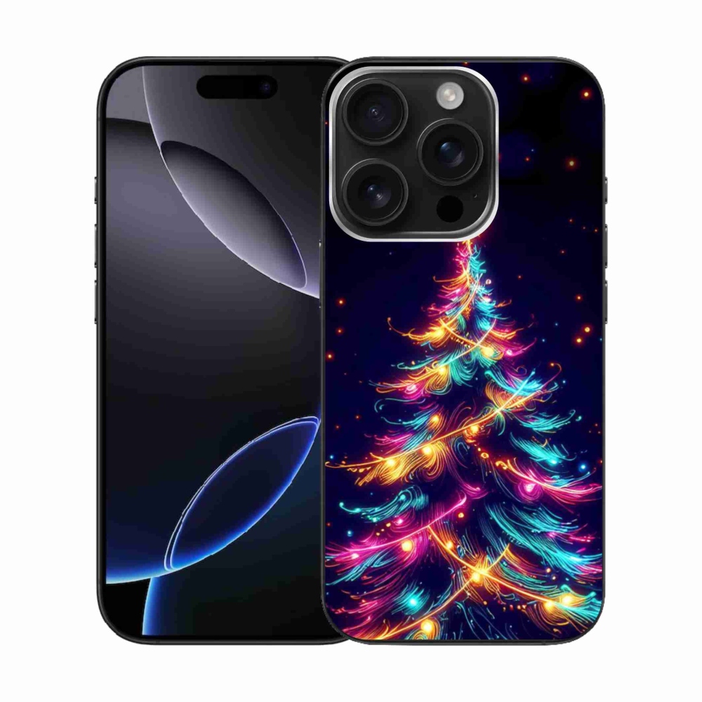Gelový kryt mmCase na iPhone 16 Pro - neonový vánoční stromek
