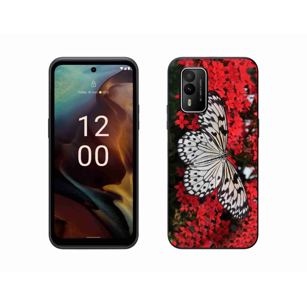 Gelový kryt mmCase na Nokia XR21 - černobílý motýl 1