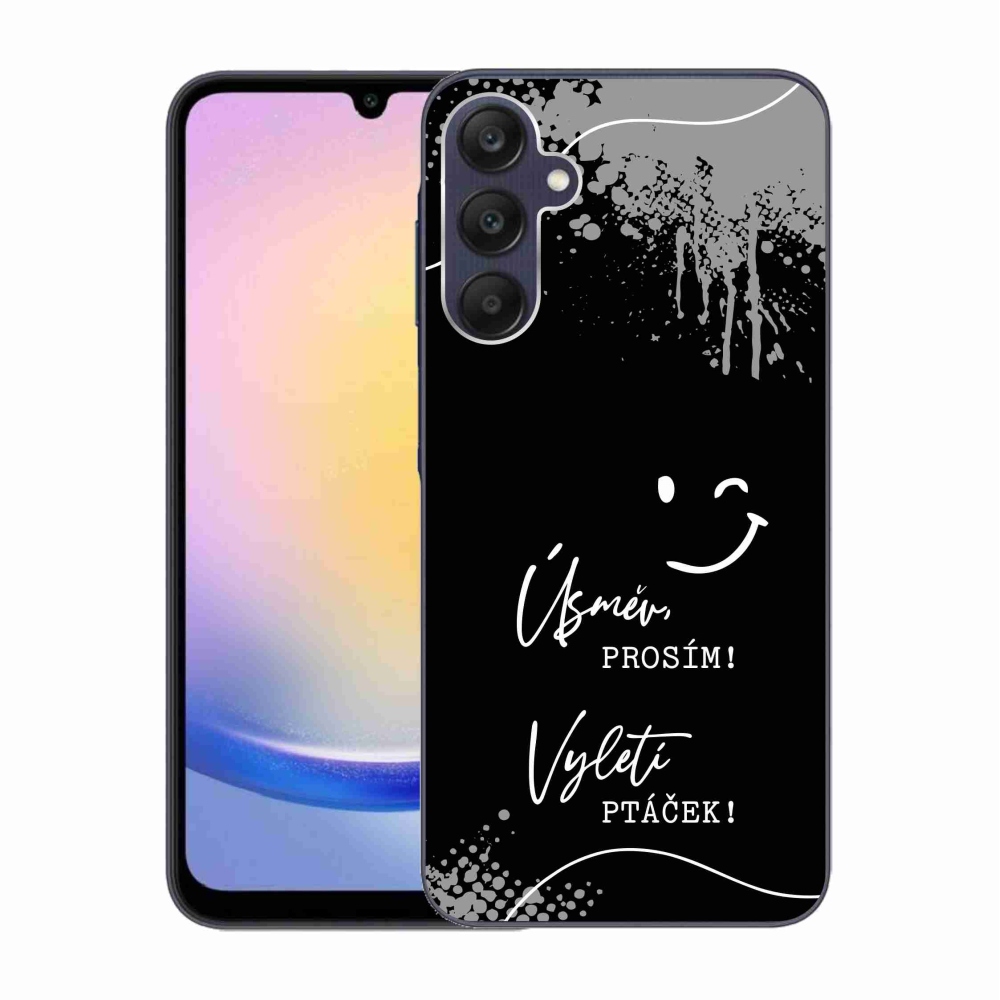 Gelový kryt mmCase na Samsung Galaxy A25 5G - vtipný text 4 černé pozadí