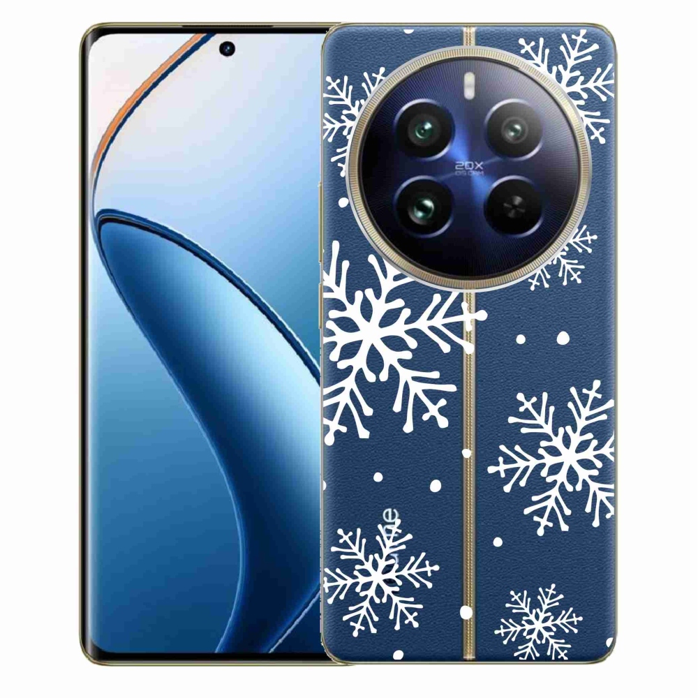 Gelový kryt mmCase na Realme 12 Pro 5G/12 Pro+ 5G - bílé vločky na průhledném pozadí