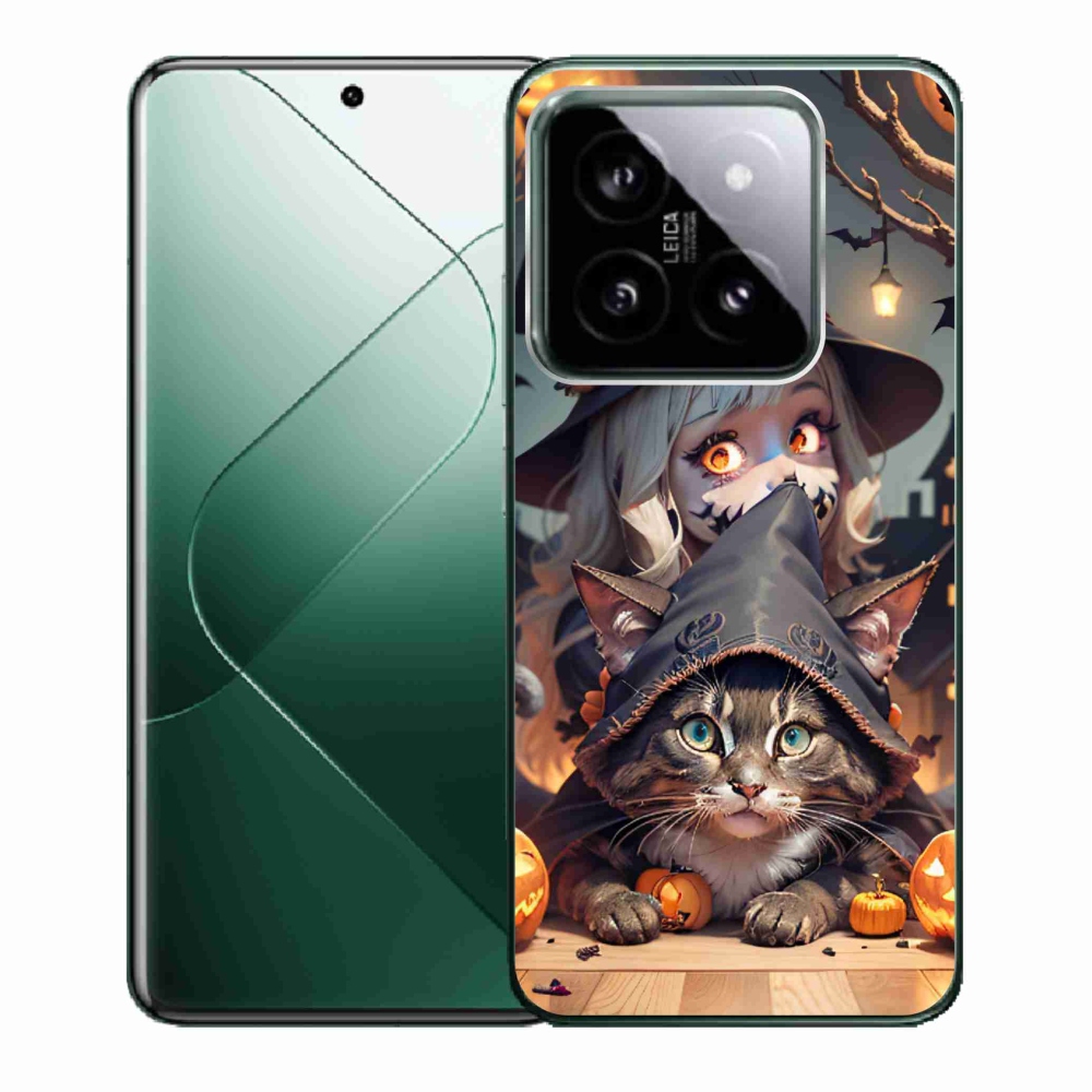 Gelový kryt mmCase na Xiaomi 14 - čarodějnice s kočkou