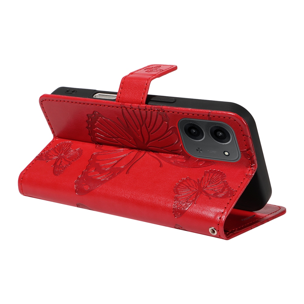 Big Butterfly knížkové pouzdro na Xiaomi Redmi 15C 4G/5G (173mm) - červené