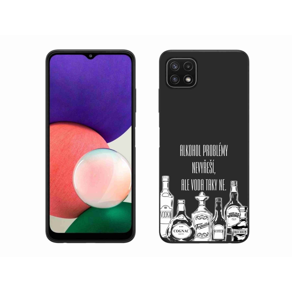 Gelový kryt mmCase na Samsung Galaxy A22 5G - vtipný text černé pozadí