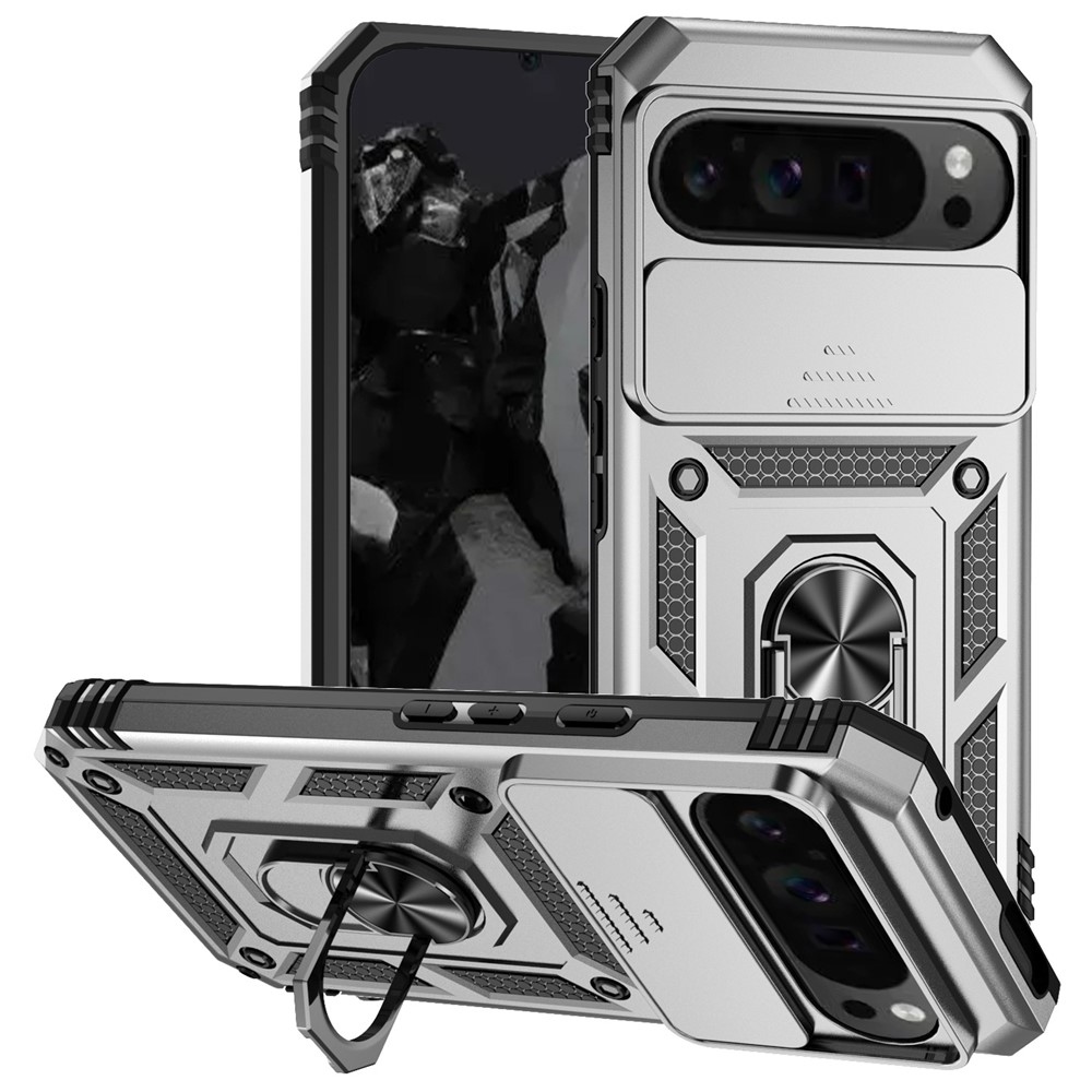 Ring odolný kryt na Google Pixel 10 Pro XL/Pixel 9 Pro XL - stříbrný