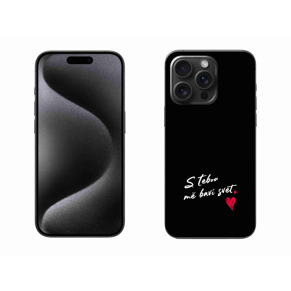 Gelový kryt mmCase na iPhone 15 Pro Max - zamilovaný text 1 černé pozadí