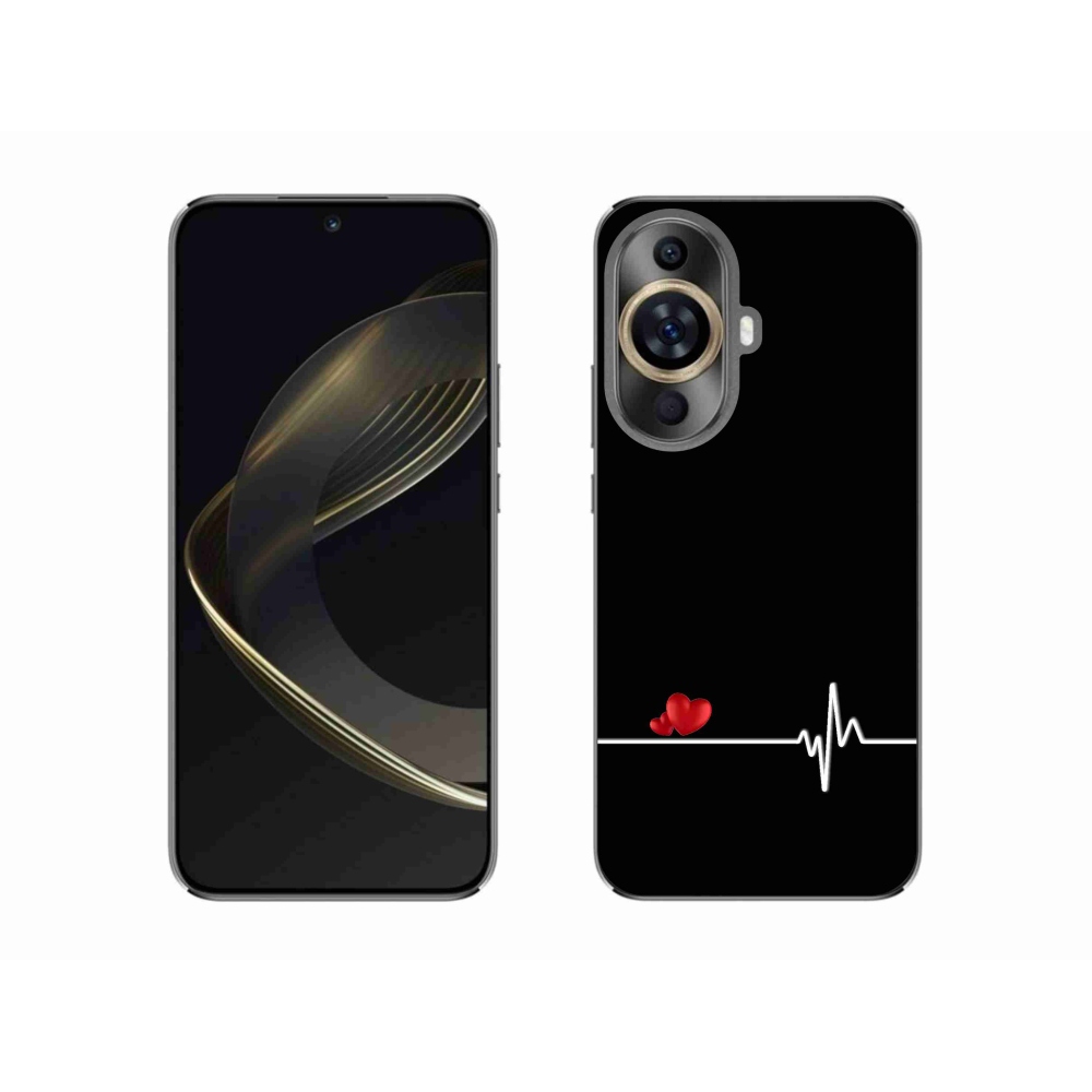 Gelový kryt mmCase na Huawei Nova 11 - srdce a tep černé pozadí