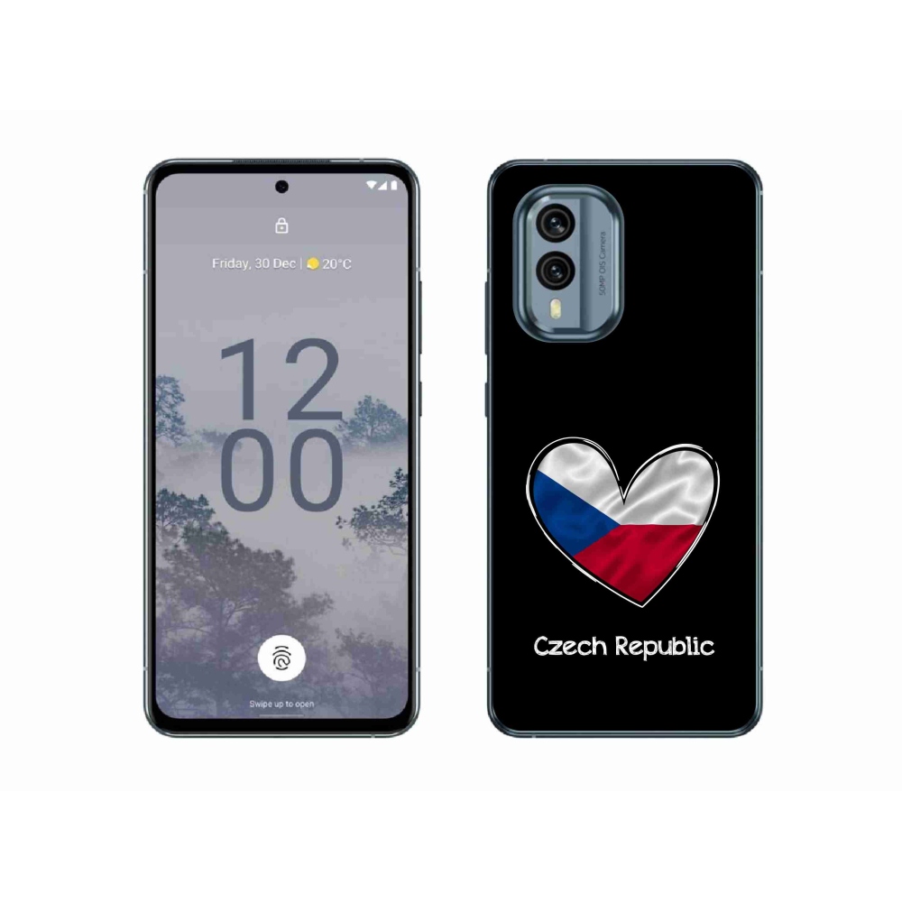 Gelový kryt mmCase na Nokia X30 5G - vlajka srdce černé pozadí