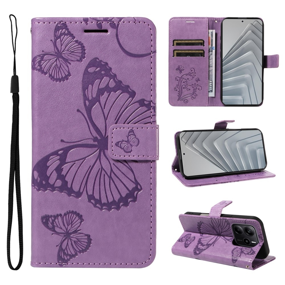 Big Butterfly knížkové pouzdro na Xiaomi Redmi Note 14 - fialové