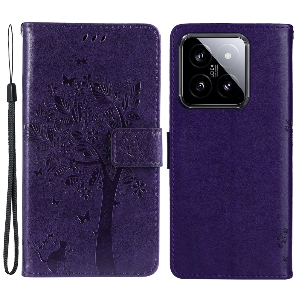 Trees knížkové pouzdro na Xiaomi 14 - tmavěfialové