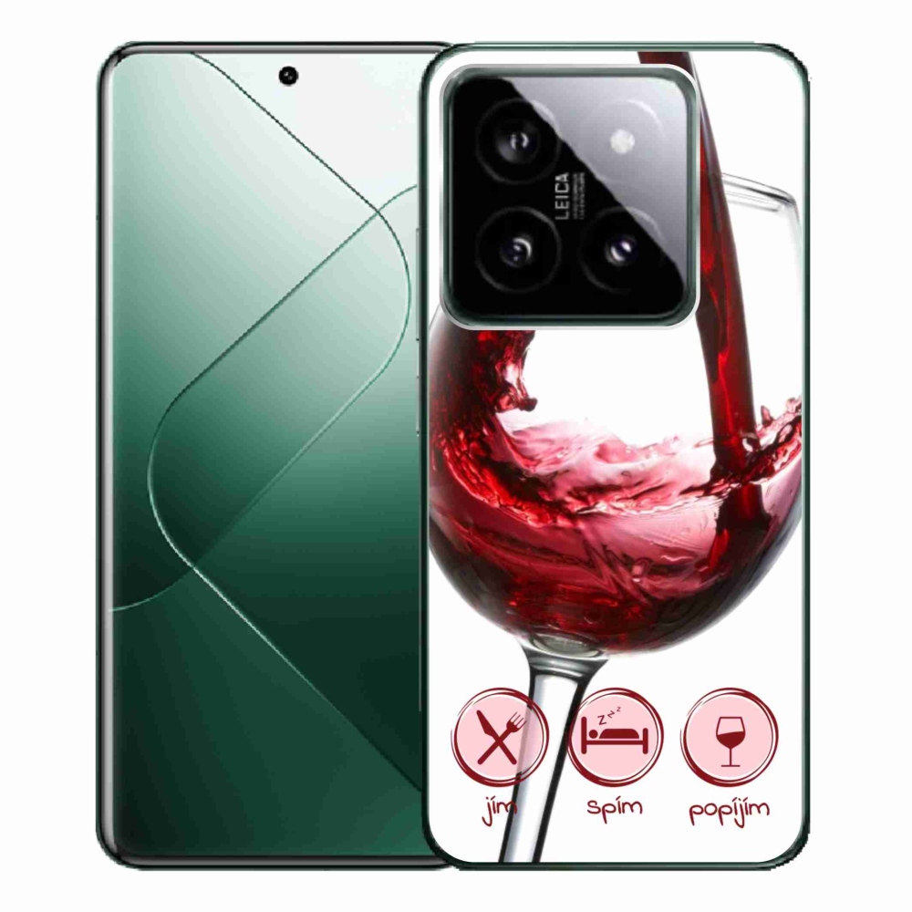 Gelový obal mmCase na Xiaomi 14 Pro - sklenička vína červené