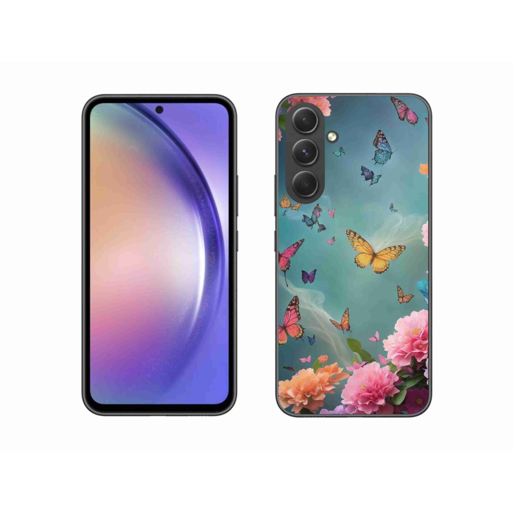 Gelový kryt mmCase na Samsung Galaxy A54 5G - barevné květy a motýli