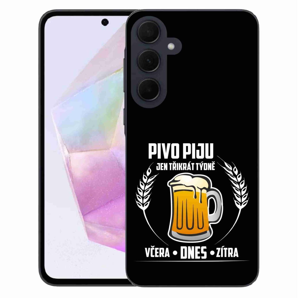 Gelový kryt mmCase na Samsung Galaxy A35 5G - pivní motiv černé pozadí