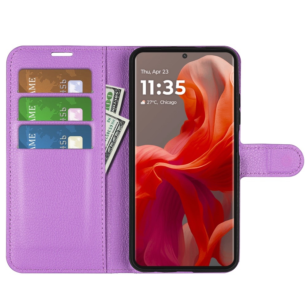 Litchi knížkové pouzdro na Motorola Moto G85 5G - fialové