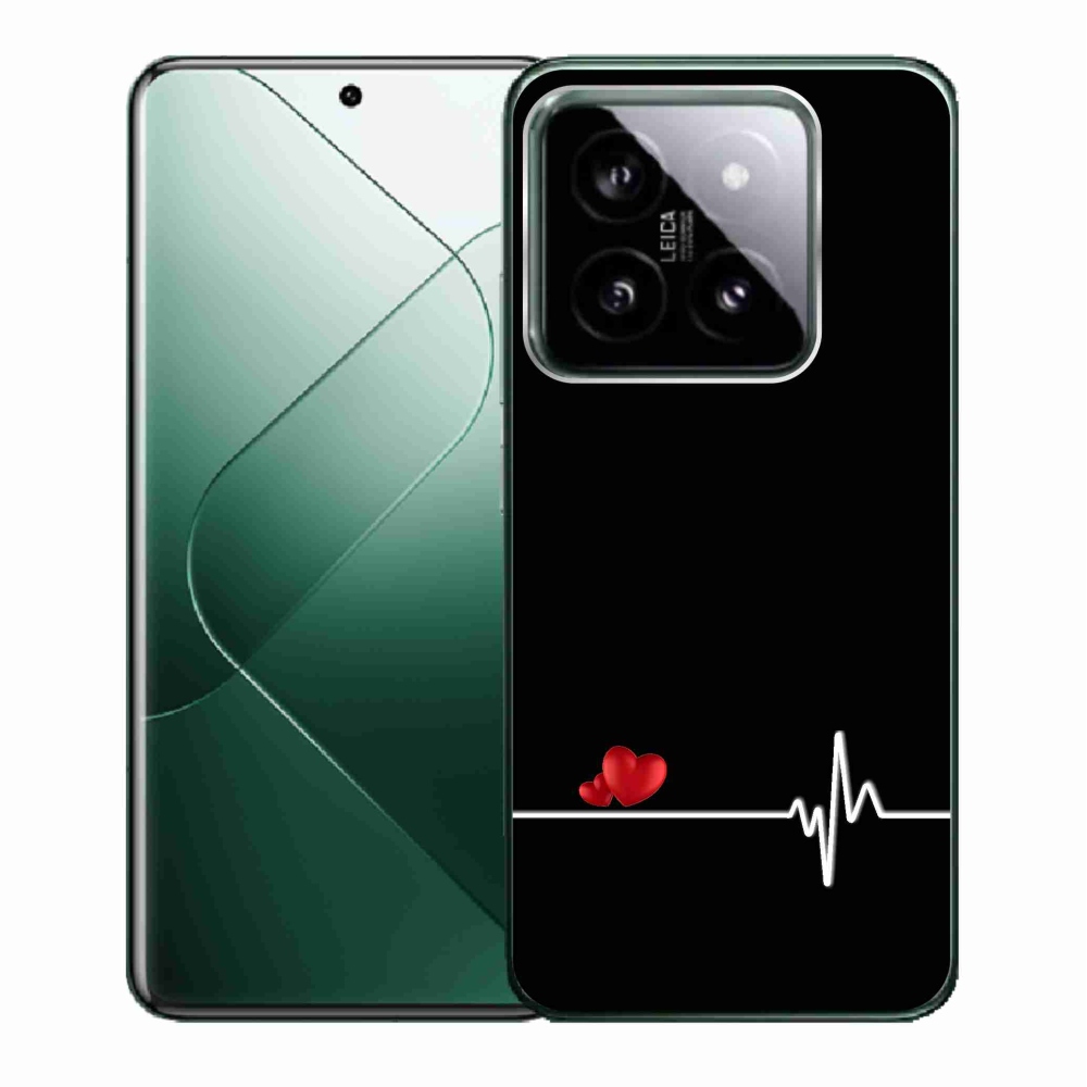 Gelový kryt mmCase na Xiaomi 14 - srdce a tep černé pozadí
