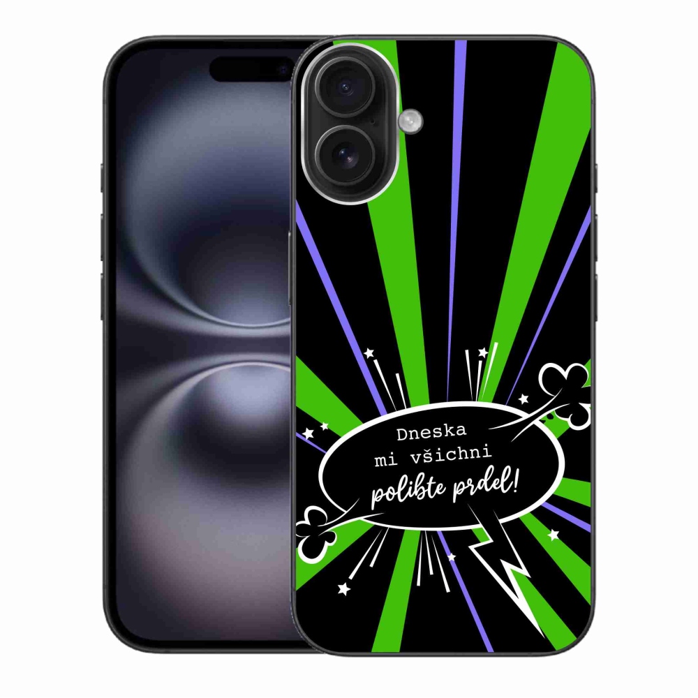 Gelový kryt mmCase na iPhone 16 Plus - vtipný text 15 černé pozadí