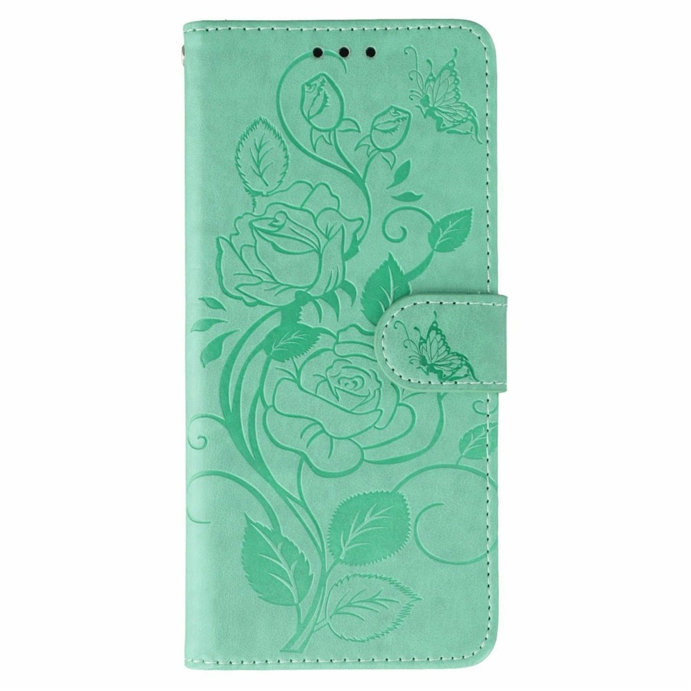 Roses knížkové pouzdro na Xiaomi Redmi 15 5G - modrozelené