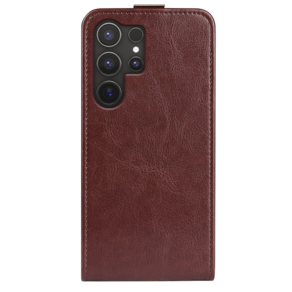 Vertical knížkové pouzdro na Samsung Galaxy S25 Ultra - hnědé