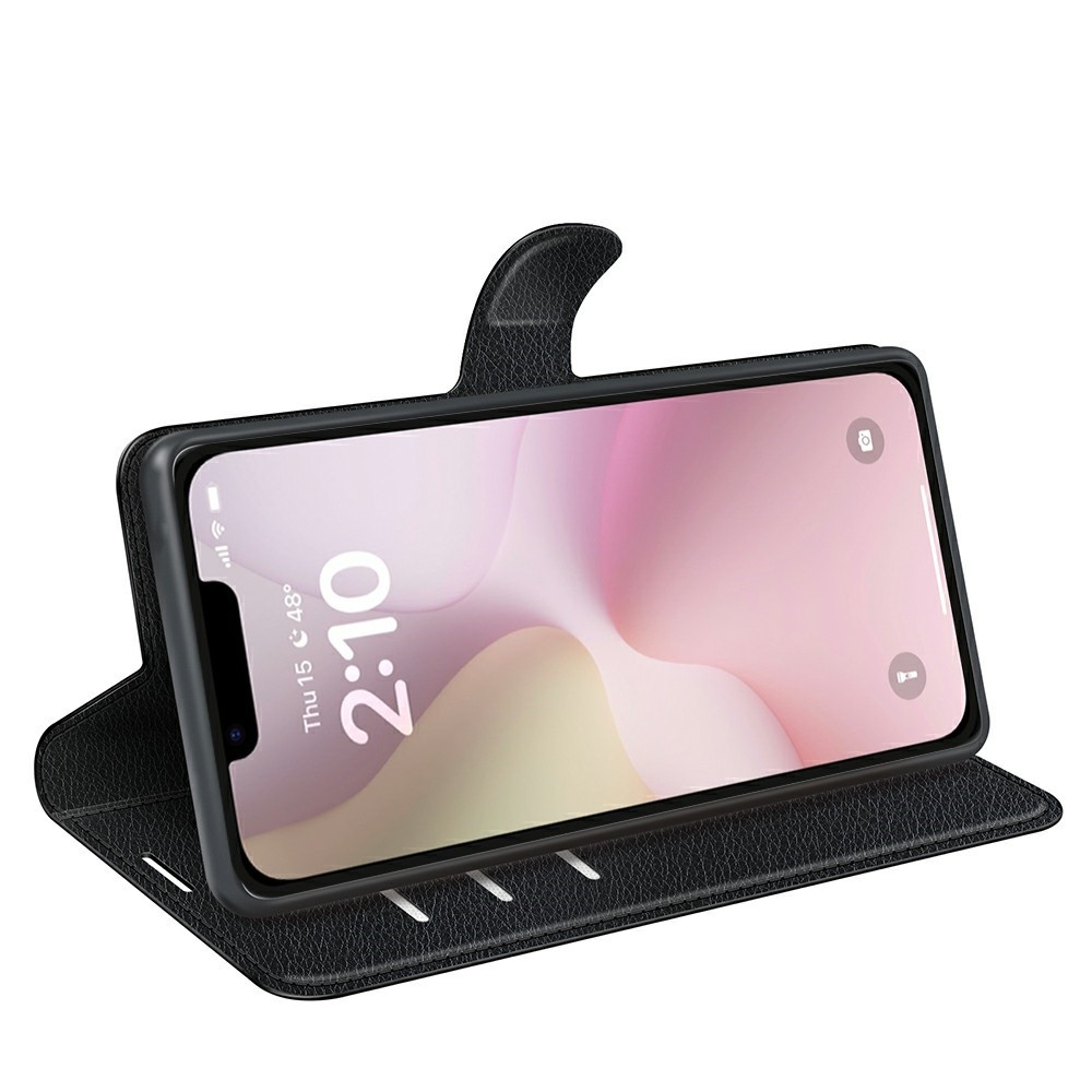 Litchi knížkové pouzdro na iPhone 16e - černé